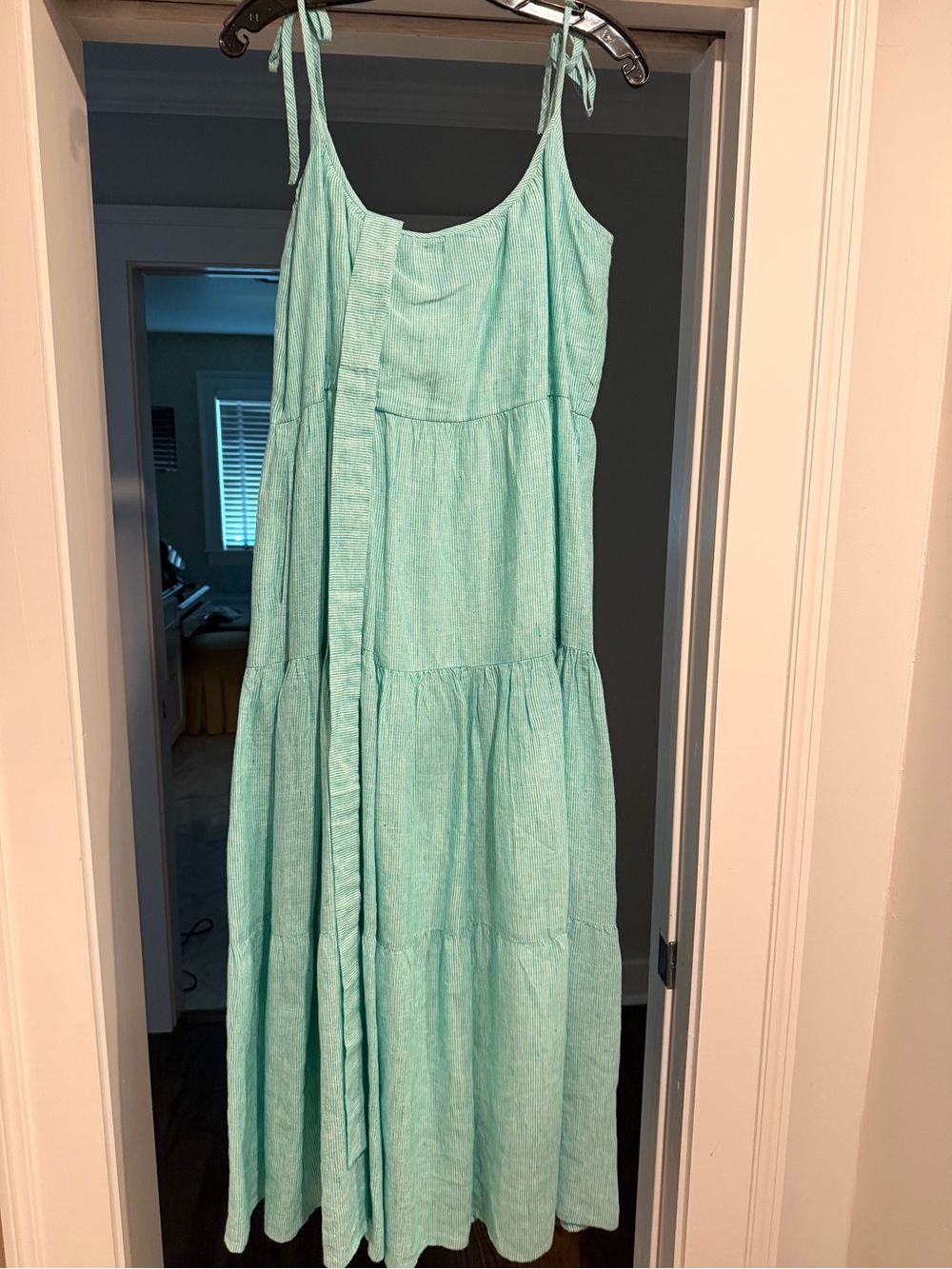 Mille Linen Green Stripe Maxi Dress